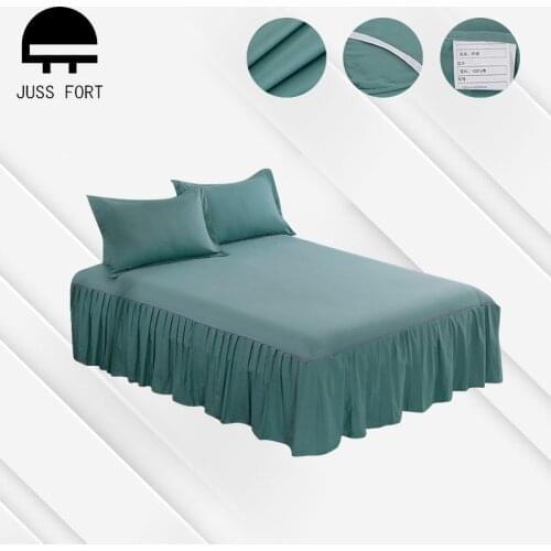 Home Decor Bed Skirt Princess Style Cotton Mattress Cover Pillowcase Solid Color Ruffled Dustproof Bedspread Non-Slip Bed sheet
