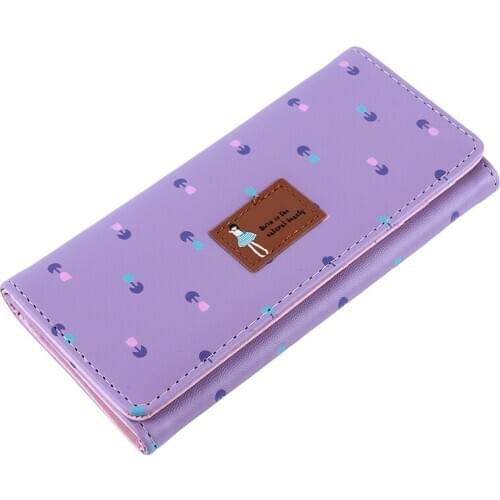 Carton Wallet Female Zipper And Hasp Lady Card Holder Purse Fresh PU Leather Female Clutch Long Wallet For Girls