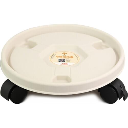 Round Plastic Tray Flower Pot Tray Tray Movable Holder Thickened Mobile Tray Garden Portable Removable Round Universal Wheels
