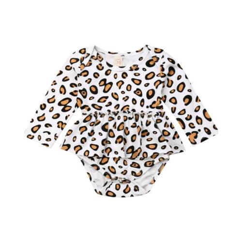 Leopard Newborn Baby Girls Romper Long Sleeve Jumpsuit Clothes Outfits Sunsuit Baby Clothing