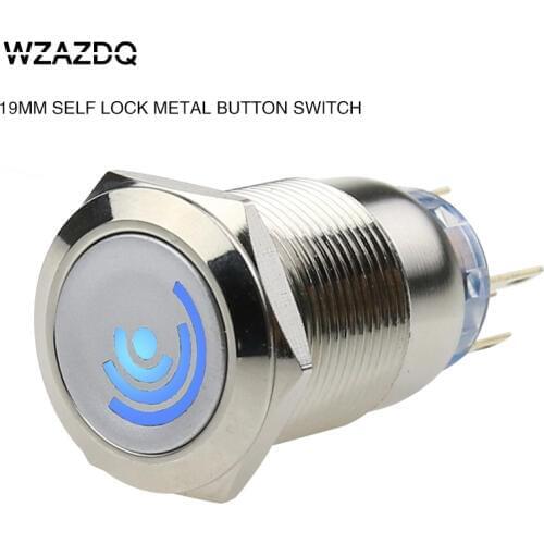 19 mm metal button switch self-locking button metal power switch current 5A