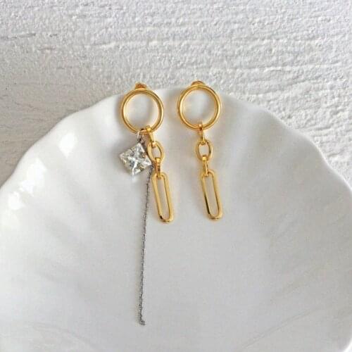 2021 New Contracted Long Metal Tassels Drop Earrings Fashion Temperament Geometric Modelling Joker Senior Women Earrings