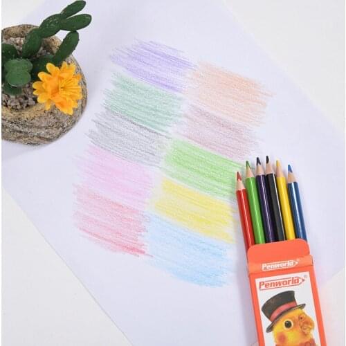 New 6Pcs/Set High Quality Pencil Packaging 6 Different Colours Colored Pencils Artist Painting oil Kawaii School Wooden Pencils