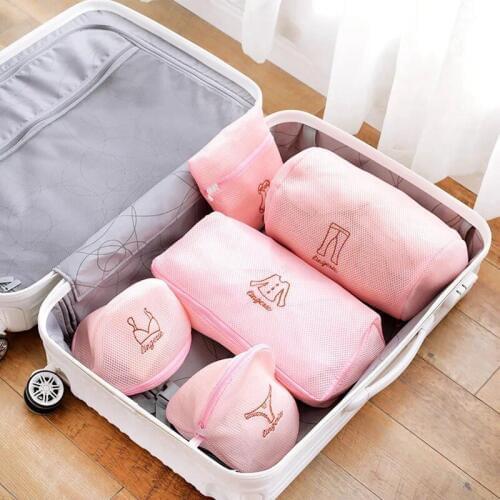 Clothing classification Mesh Laundry Bag Pink Polyester Laundry Wash Bags Home Use Net Bra Wash Bag zipper Laundry Bag