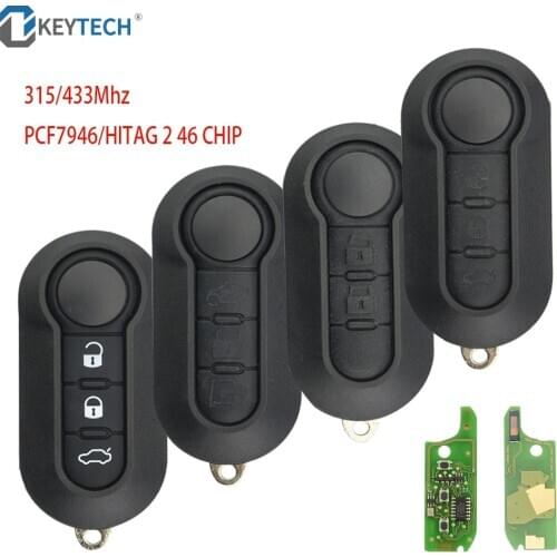 OkeyTech 2/3 Buttons Flip Folding Remote Car Key Fit For Fiat 500 Panda Punto Bravo Auto With 315Mhz 433Mhz ID46 PCF7946 Chip