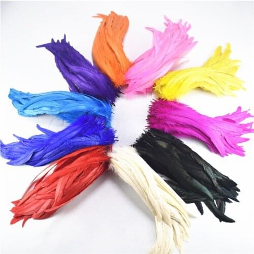 Wholesale 100pcs/Lot 25-30cm /10-12 inch dyed cock tail chicken feathers DIY feathers for crafts wedding decoration accessories