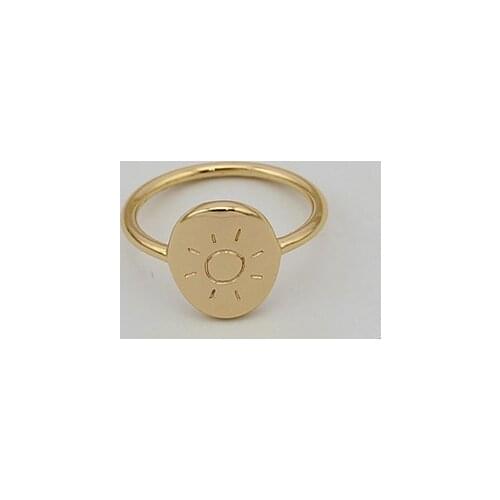 Factory Wholesale Custom Womens Engagement Anniversary Ring Jewelry Sunny Gold Plated Engraved Stacking Ring