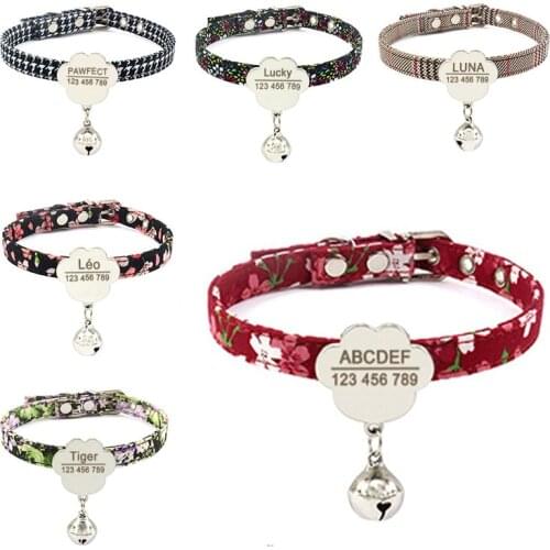 Engraving Dog Collar Adjustable Detachable PAW Custom Pet Name Dog ID Collar Name Cat Collar