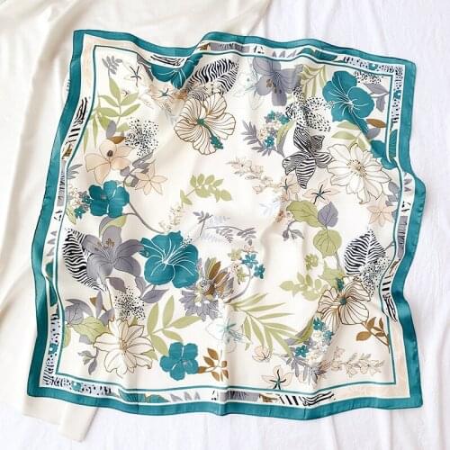 7070cm Small Square Scarf Silk Scarf Female 2021 New Wave Dot Printing Satin Scarf Bib Shawl Headscarf