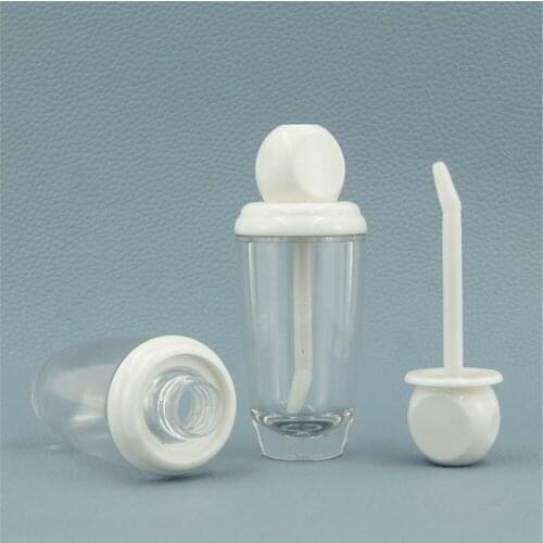 10ml Empty Lip Gloss Tube Diy Plastic Elegant Bright White Lid Transparent Bottle Liquid Lipstick Container Round Lipgloss