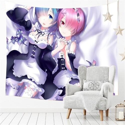 Re:Life In A Different World From Zero Tapestry Wall Hanging Home Decoration Kawaii Room Decor Blanket Travel Camping Beach Mat