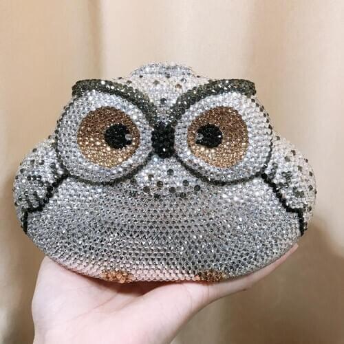Animal owl bag Luxury Crystal diamond Evening Bag Party Clutch Purse Women Wedding Handcraft banquet bag for female clutches