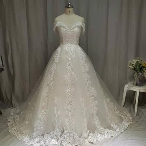 Luxury Beaded Wedding Dress 2021 Appliques Lace Up Princess Ball Gown Bride Customized SwanSarah XZ03 Plus Size Vestido De Noiva