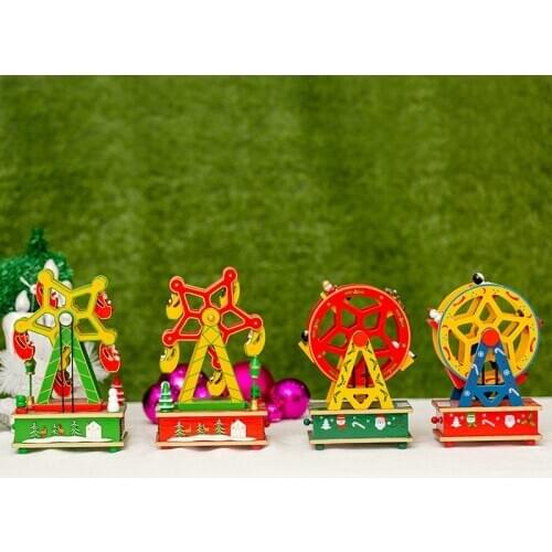 Christmas New Wood Painted Ferris Wheel Christmas Music Box Christmas Child Gift Music Box Decoration