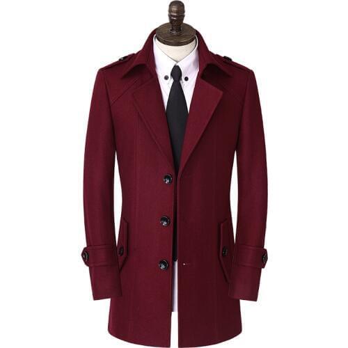 S-9xl ! 2021 Autumn And Winter Woolen Slim Single Breasted Turn-down Collar Thermal Mens Clothing Plus Size Trench Overcoat