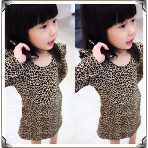 Spring Autumn Clothing Fashion Long Sleeve Children Dress Cotton Sexy Kids Leopard Dresses For Girls Brithday Party Outfits