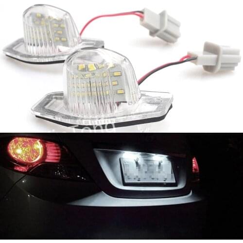 2Pcs LED Car Number License Plate Light For Honda Crv Fit Odyssey Jazz Hrv Frv cr-v Stream 12V SMD 18 LED Number Lamp Error Free