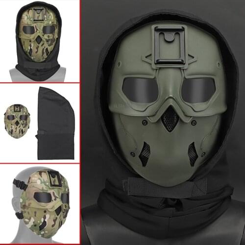 Airsoft Tactical Mask with Headgear Suit Full Face Protective Hunting Shooting Mask Paintball Cs Army Training Masks Combat Camo