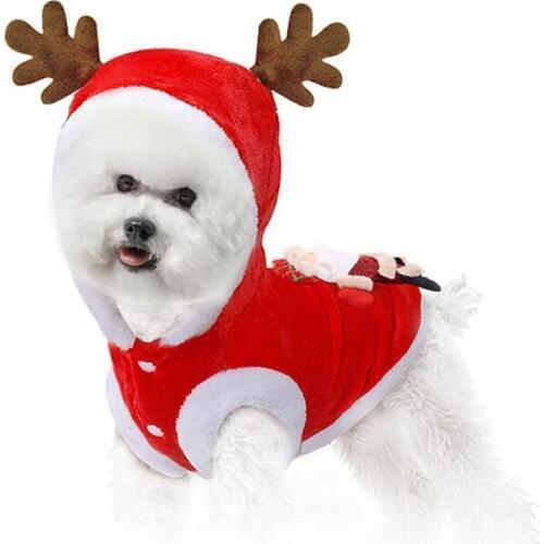 PUOUPUOU Thicken Dog Clothes Winter Warm Cute Dog Coat Christmas Pet Clothing Hoodies for Small Medium Dogs Puppy Outfit XS-2XL