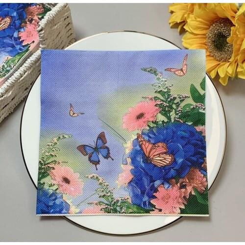 20Pcs/Pack Butterfly Flower Decoupage Paper Napkins Vintage Paper Tissues for Party Tableware Wedding Xmas Festival Supplies Q