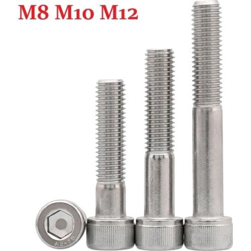 Half Thread Bolts M8 M10 M12 Hexagon Socket Cap Head Screws 8 10 12mm X 30 35 40 45 50 60 70 80 90mm 304 Stainless Steel Screws