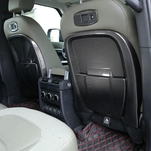 For Land Rover Defender 90 110 2020-2022 ABS Carbon Fiber Car Rear Row Seat Back Anti-kick Cover Decoration Panel Accessories