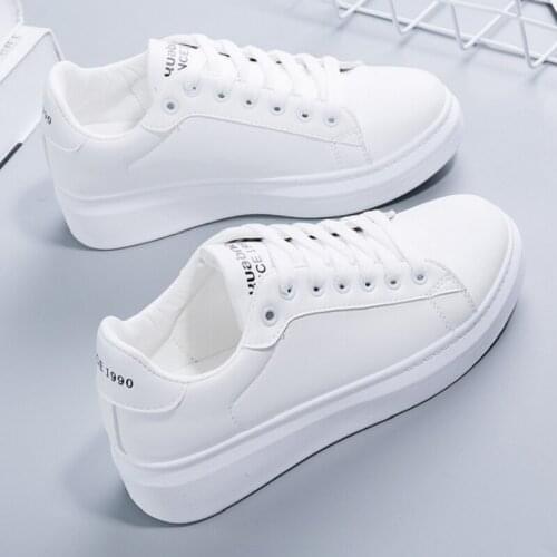 2020 Spring Tenis Feminino Lace-up White Shoes Woman PU Leather Solid Color Female Shoes Casual Women Shoes Sneakers hot sell