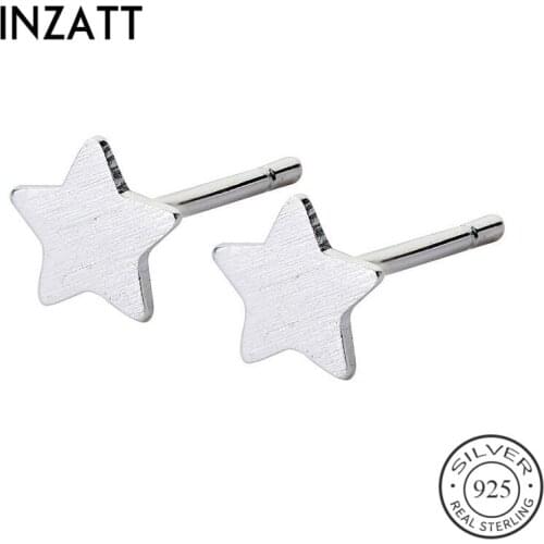 INZATT Real 925 Sterling Silver Minimalist Star Stud Earrings For Fashion Woman Party Cute Fine Jewelry Accessories Gift