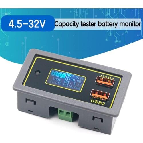 ZK-BC 4.5-32v 12v 24v Lead-acid lithium battery Voltmeter ammeter 18650 capacity tester battery monitor USB quick charger QC3.0