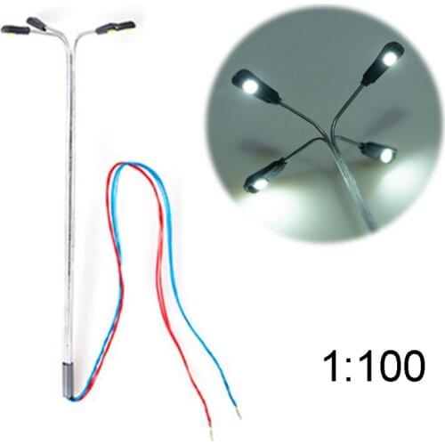 1:87/1:100 Scale Model 4 LED Luminous Street Lamp Lamppost Landscape Light DIY Train Model Decoration Building Sand Table Model