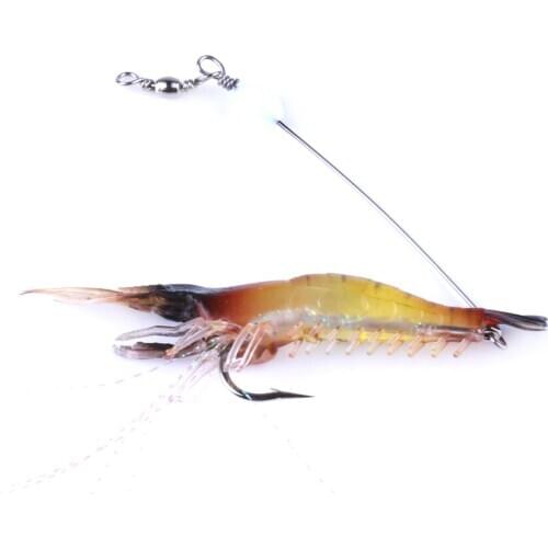 1PCS luminous shrimp lure 7.5CM/6.6Gsoft fishing bait isca artificial fish lure soft baits Soft Fishing Shrimp Bait freeshipping