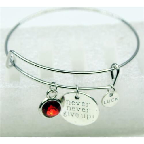 10pcs/lot NEVER NEVER GIVE UP charm bracelets jewelry bangle expandable adjustable wire hook bangles bracelet
