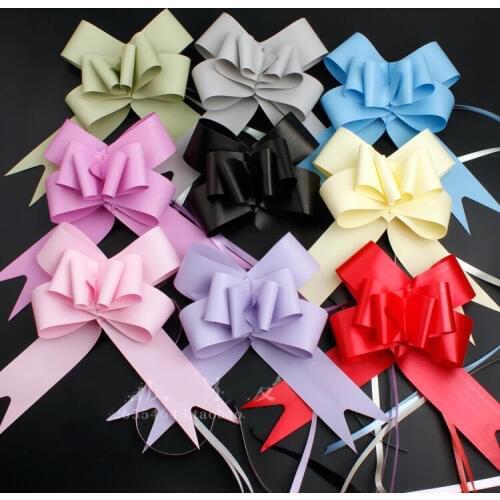 100pcs Solid color grey / black / champagne Large Pull Bow Ribbon Gift Packing flower bow Party decor Wedding Car Decoration