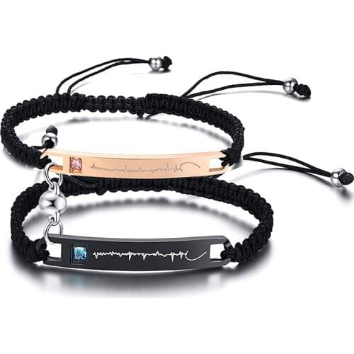 2Pcs Couple Bracelets Matching Set for Women Men Braided Rope String Wristbands His & Hers Bracelets Lovers Gifts