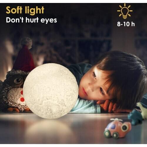 3D Print 16 Colors Change Remote Control Bedroom Lunar Moon light Home Decor Kid Gift Novelty LED Night Light Moon Lamp Child
