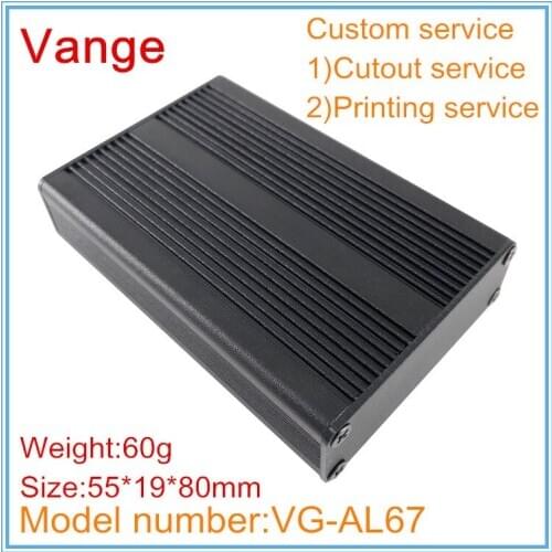 5pcs/lot portable electronic device project box 55*19*80mm 6063-T5 black aluminum junction box for PCB module product