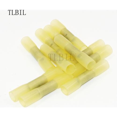50PCS BHT5.5 12-10AWG Insulated Heat Shrink Butt Wire Electrical Crimp Terminal Connector Yellow