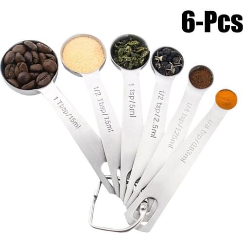 6PCS Tea Coffee Measuring Spoons Practical Multi-purpose Measuring Scoops Food Measuring Spoons Kitchen Gadgets