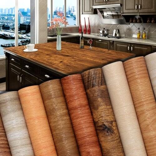 Pure Wood Grain Waterproof Wallpaper Self Adhesive Contact Paper Doors Cabinets Desktops Modern Furnitures Decorative Stickers