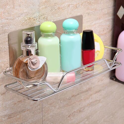Behogar Wall Mounted Sticky Bathroom Shelf Shower Racks Shampoo Soap Cosmetic Shelves Accessories Storage Home Organizer