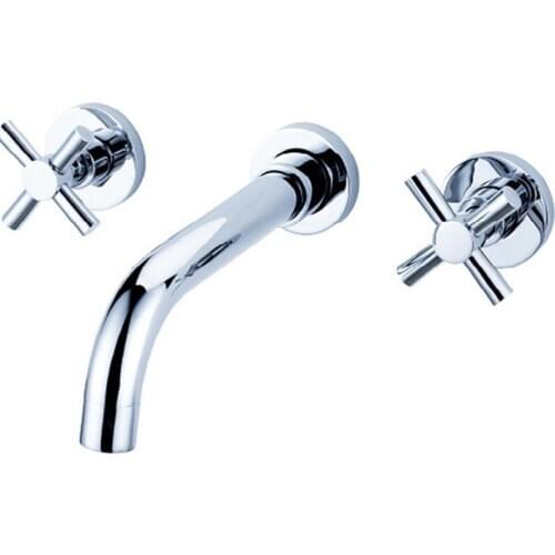 Free shipping inwall mounted bathroom waterfall faucet with dual handle solid brass basin sink faucet of hot cold basin faucet