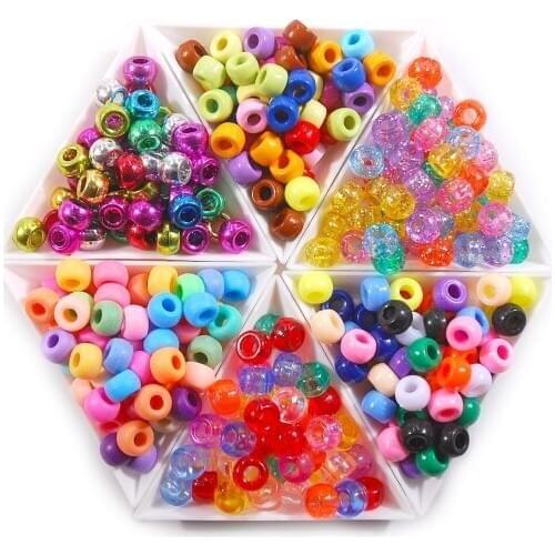 Mix Color 200Pcs/Lot 8mm Big Hole Acrylic Crystal Round Spacer Loose Beads For Jewelry Making Diy Needlework