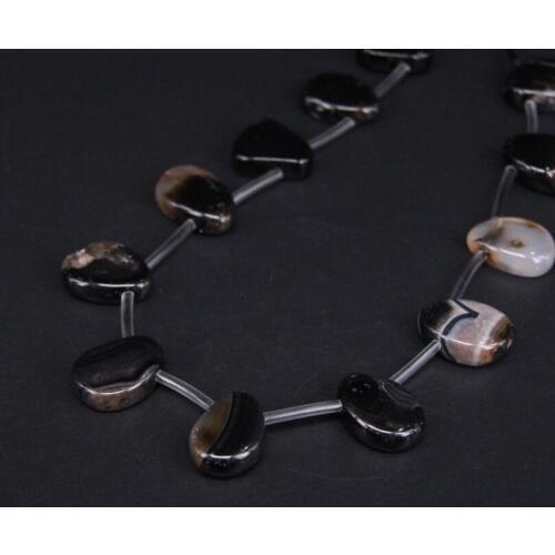 15.5"/strand Top Drilled Natural Black Agates Freeform Slab Loose Beads,Raw Onxy Stone Slice Nugget Pendants Jewelry Making