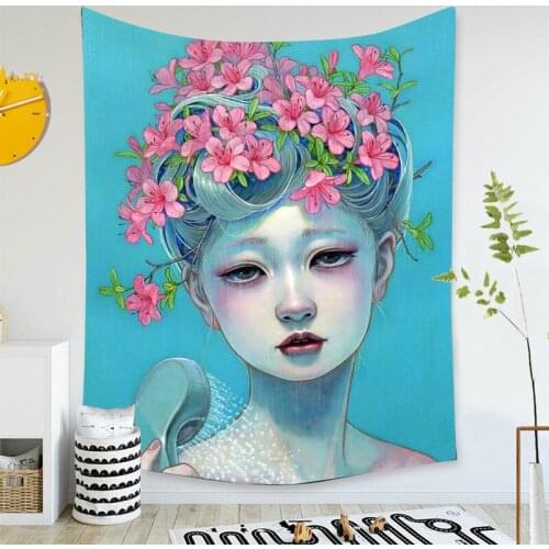 Flowers Woman Abstract Tapestry Wall Art Portrait Wall Carpets Decorative Living Room Home Decoration