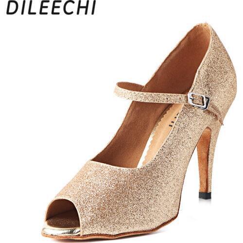 DILEECHI flash Latin dance shoes womens High-heeled shoes 10cm 8.5cm Ballroom dancing shoes Salsa Samba Party dance shoes