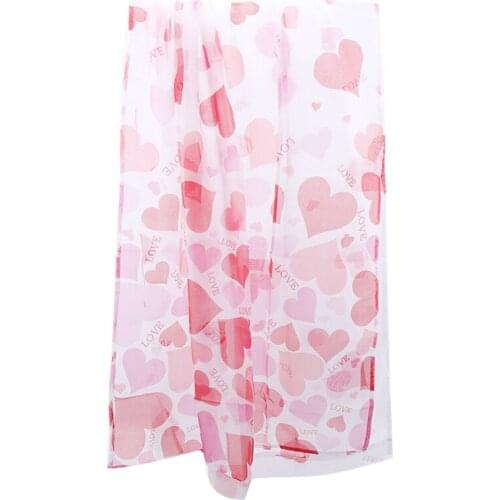 Home Decor Window Drapes Bedroom Glass Yarn Fabric Sweet Heart Printed Tulle Curtain Living Room Transparent Modern Valances