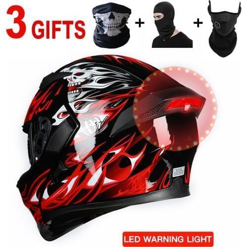 DOT Motorcycle helmet microphone Bluetooth earphone Balaclava LED casco de moto hombre cross helmet motorrad helm casco modulare