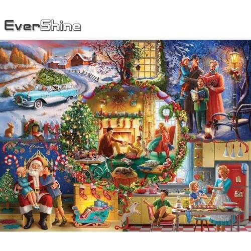 Evershine Diamond Painting Christmas 5D DIY Diamond Embroidery Santa Claus Cartoon Winter Home Decorations