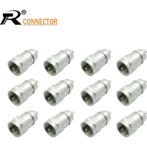 F Connector Nickel Plated F Type male Jack Socket Panel Mount Straight Adapter 12/50/100pcs RF Coax Convertor for RF Lighting