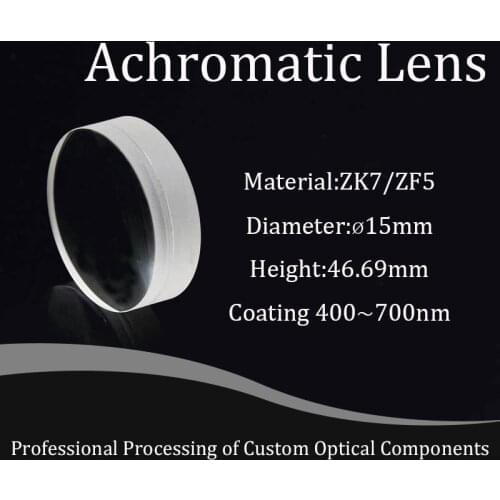 Achromatic Lens D15mm Center Thickness 4.3mm Material ZK7/ZF5 Optical Glass Focusing Lens Telescope Objective/collimation